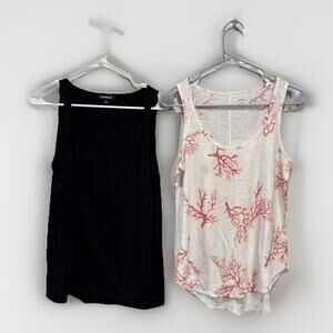 Lot of 2 Express Old Navy Tank Top Womens M Casual Sleeveless Tees White Black